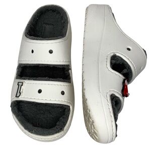 Crocs Classic Cozzy Sherpa Lined Unisex White Slip On Sandal Size M8/W10 Cozy